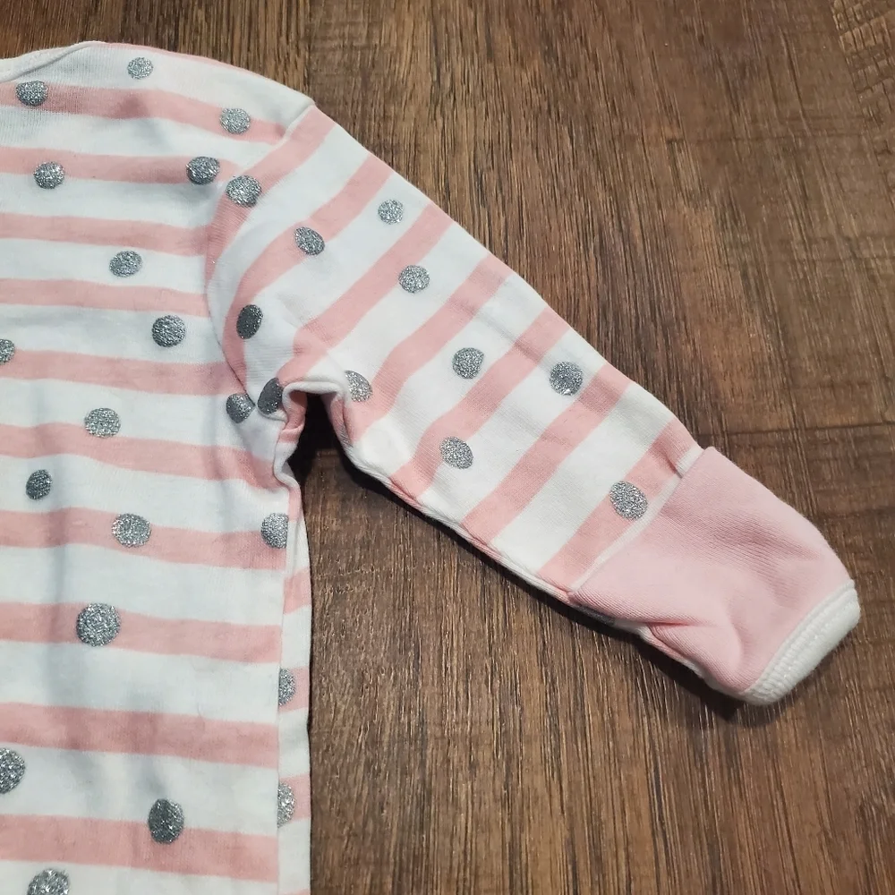 Gerber Baby Girl Cotton Sleep Sack Pink Striped Silver Sparkle Polka Dot Infant
